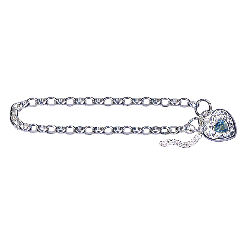STERLING SILVER BELCHER PADLOCK BRACELET - BLUE TOPAZ