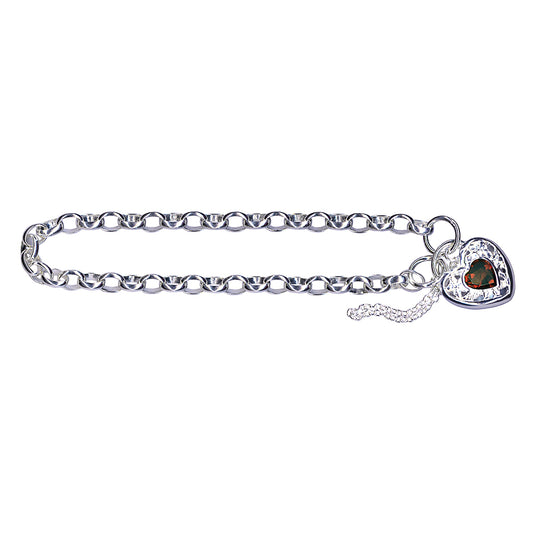 STERLING SILVER BELCHER PADLOCK BRACELET - NATURAL GARNET