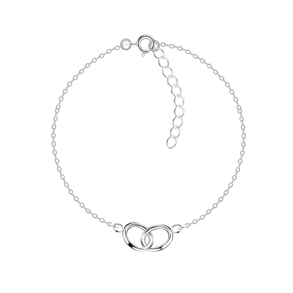 STERLING SILVER 2 RINGS OF FRIENDSHIP BRACELET