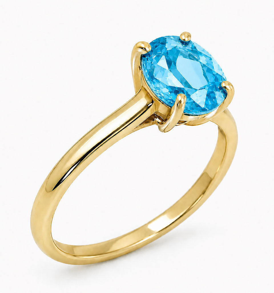 9CT GOLD BLUR TOPAZ RING