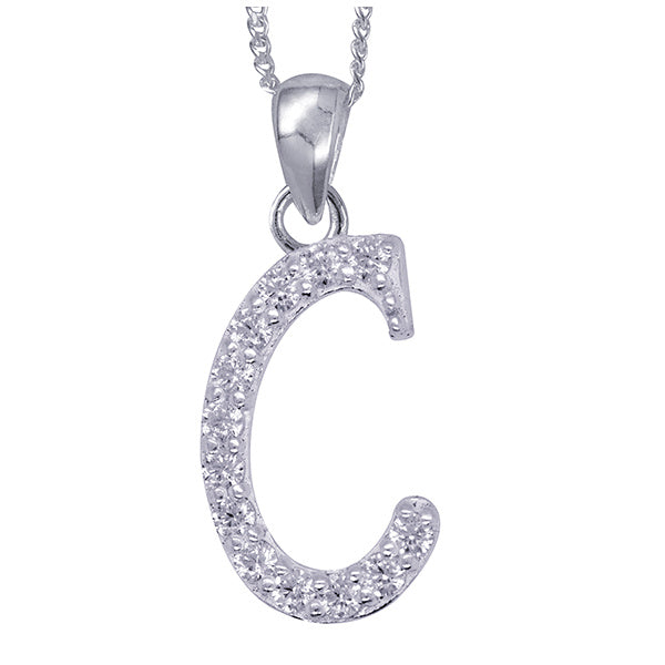 Sterling Silver Script Initial Necklace