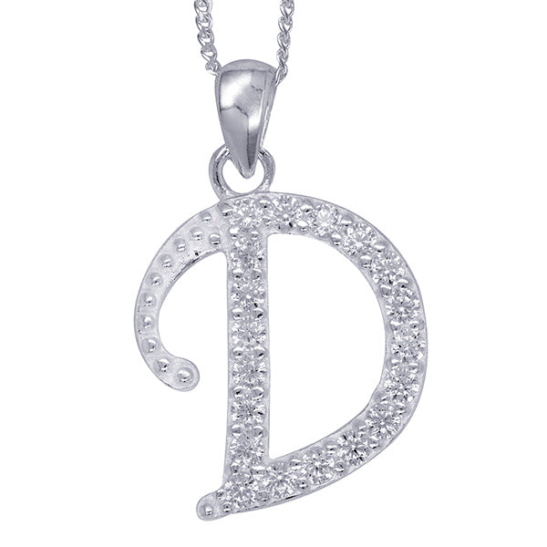 Sterling Silver Script Initial Necklace