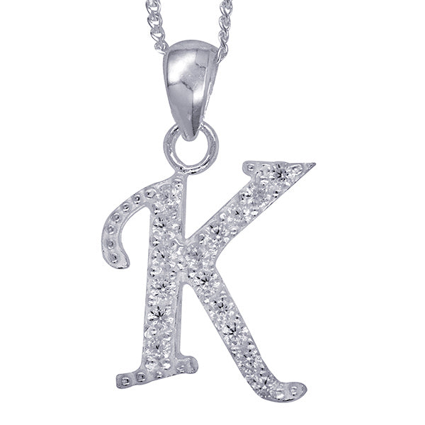 Sterling Silver Script Initial Necklace