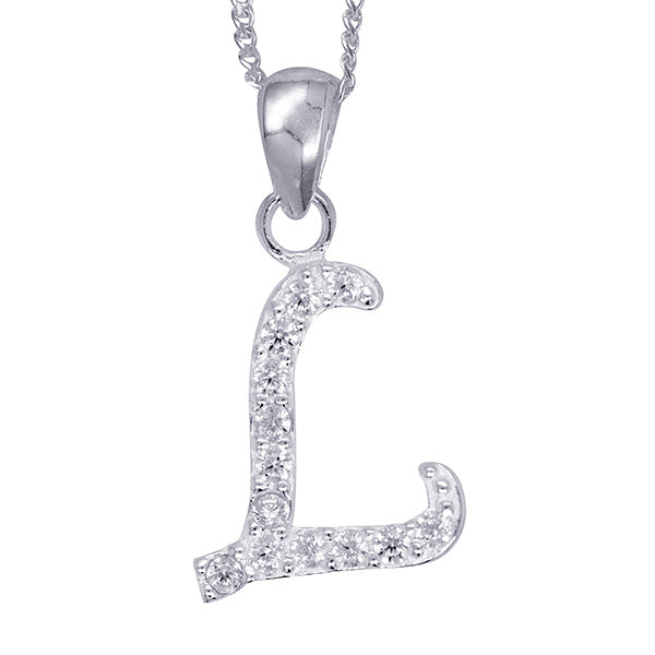 Sterling Silver Script Initial Necklace