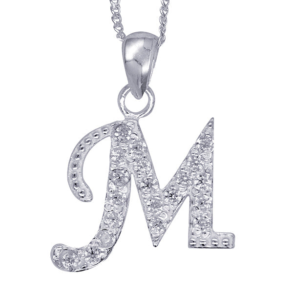 Sterling Silver Script Initial Necklace