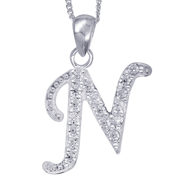 Sterling Silver Script Initial Necklace
