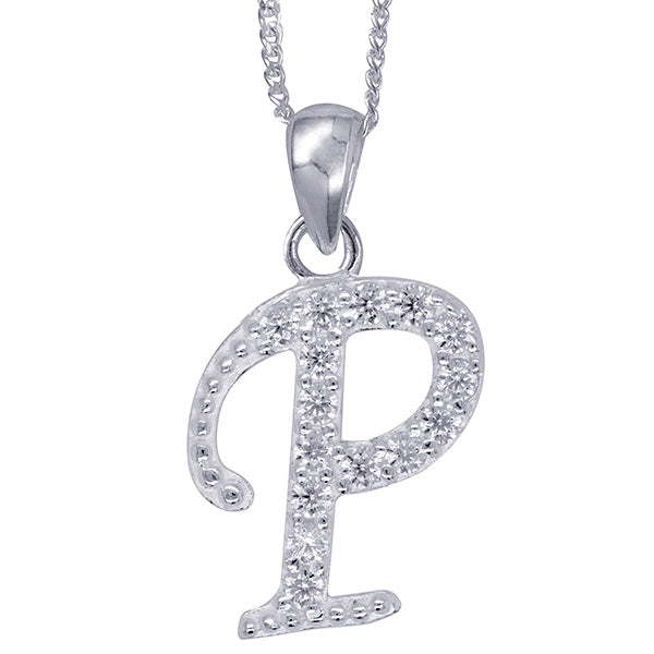 Sterling Silver Script Initial Necklace