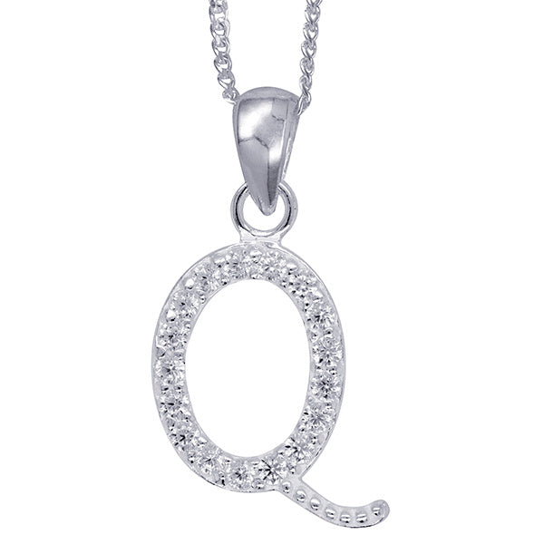 Sterling Silver Script Initial Necklace
