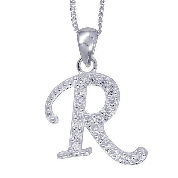 Sterling Silver Script Initial Necklace