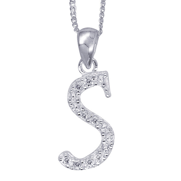 Sterling Silver Script Initial Necklace