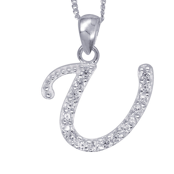 Sterling Silver Script Initial Necklace