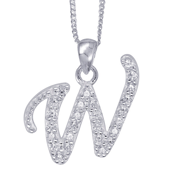 Sterling Silver Script Initial Necklace