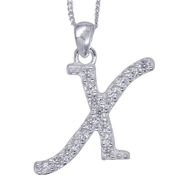 Sterling Silver Script Initial Necklace