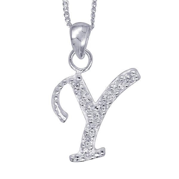 Sterling Silver Script Initial Necklace
