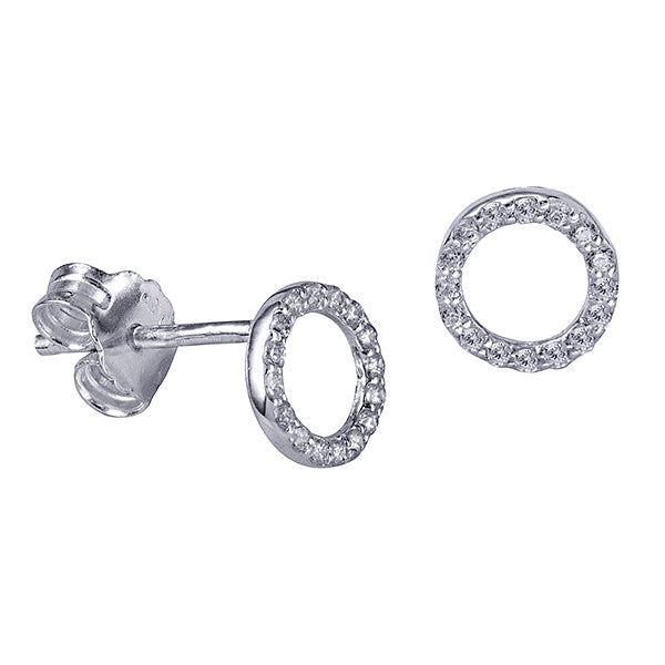 STERLING SILVER CZ OPEN CIRCLE STUDS