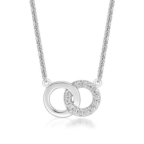 STERLING SILVER 2 RINGS CZ NECKLACE