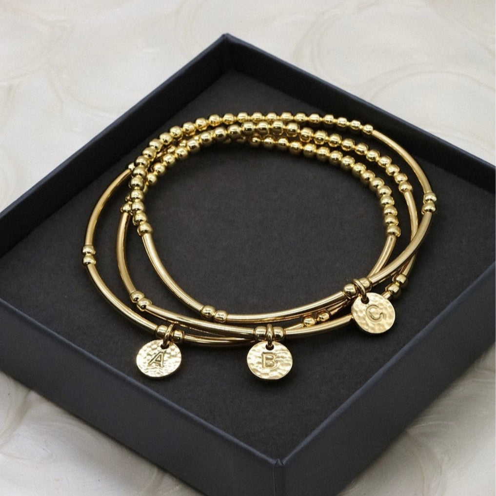 YELLOW GOLD PLATED INITIAL BRACELET
