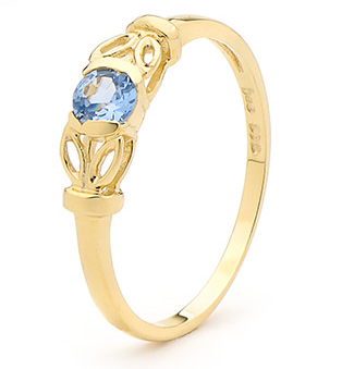 9CT GOLD BLUE TOPAZ RING