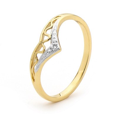 9CT DIAMOND 'V' RING