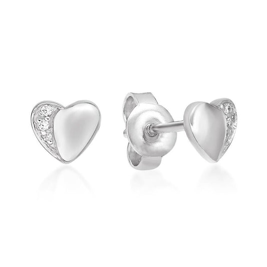 STERLING SILVER CZ HEART STUDS