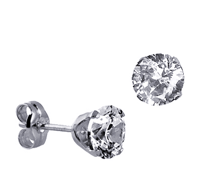 STERLING SILVER ROUND CZ STUDS