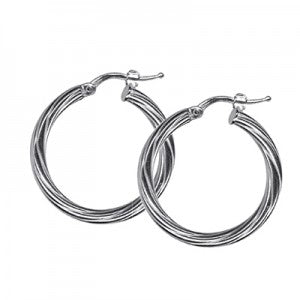 STERLING SILVER MEDIUM TWIST HOOPS