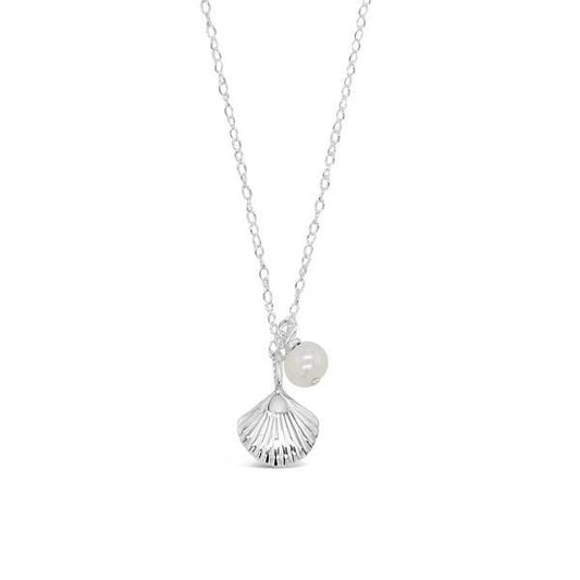 STERLING SILVER SHELL + PEARL NECKLACE
