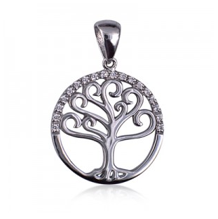 STERLING SILVER CZ TREE OF LIFE NECKLACE