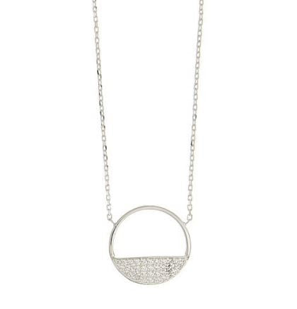 STERLING SILVER HALF CZ NECKLACE