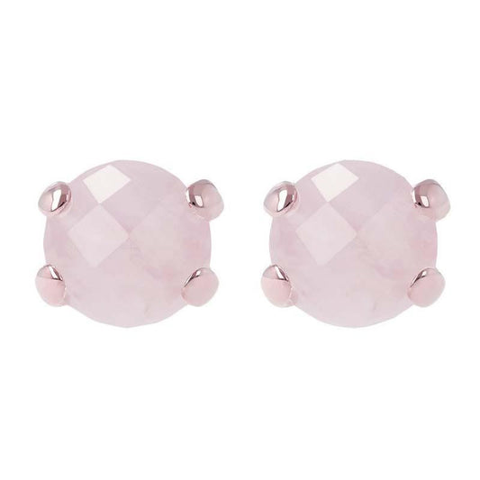 BRONZALLURE ROSE GOLD + ROSE QUARTZ STUDS