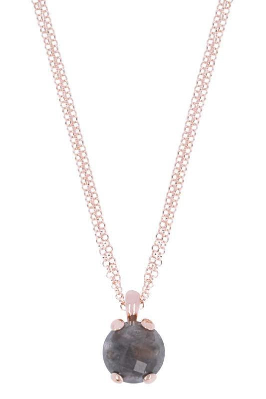 BRONZALLURE ROSE GOLD + GREY QUARTZ NECKLACE