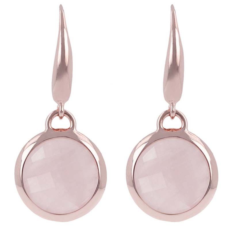 BRONZALLURE ROSE GOLD + ROSE QUARTZ EARRINGS