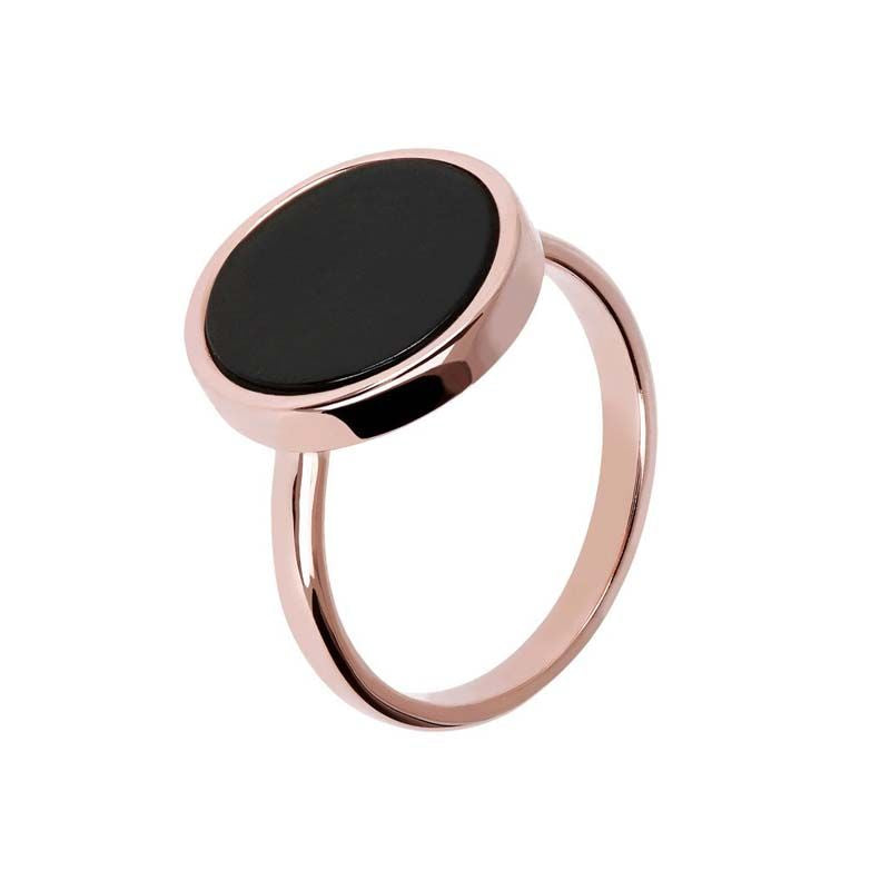 BRONZALLURE ROSE GOLD + BLACK ONYX RING
