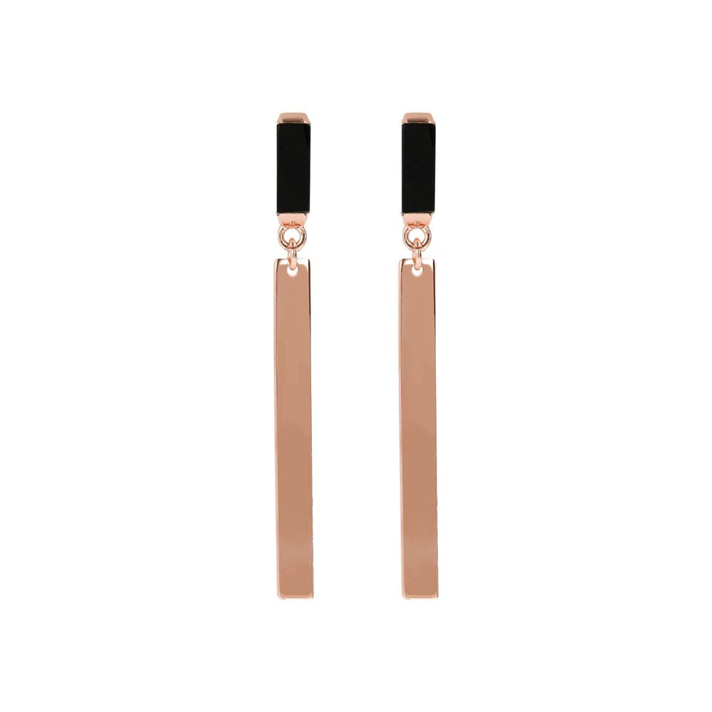 BRONZALLURE ROSE GOLD + BLACK ONYX EARRINGS