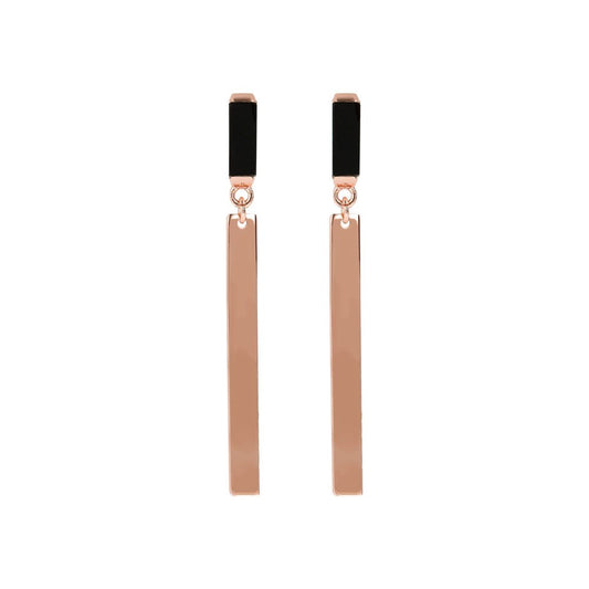 BRONZALLURE ROSE GOLD + BLACK ONYX EARRINGS