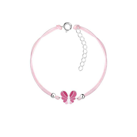 S/S PINK BUTTERFLY AND CORD BRACELET