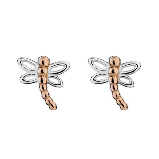 SILVER + ROSE DRAGONFLY STUDS