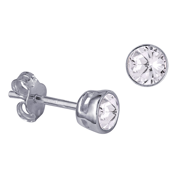 STERLING SILVER APRIL BIRTHSTONE STUDS