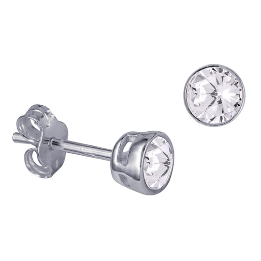 STERLING SILVER APRIL BIRTHSTONE STUDS
