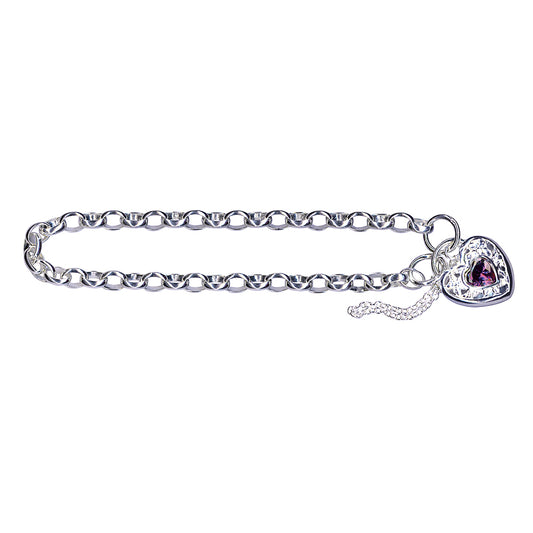 STERLING SILVER BELCHER PADLOCK BRACELET - AMETHYST