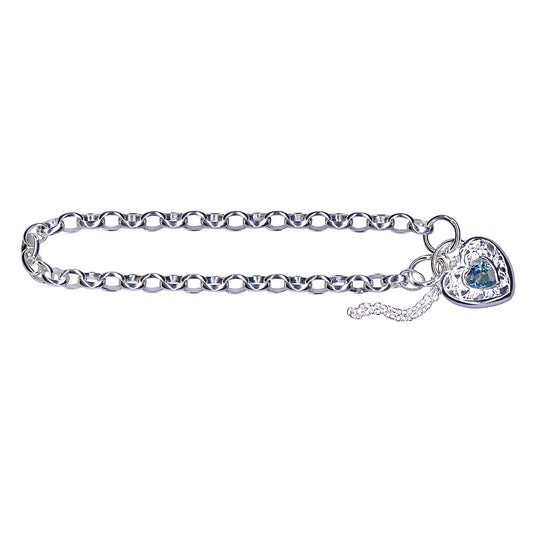 STERLING SILVER BELCHER PADLOCK BRACELET - BLUE TOPAZ