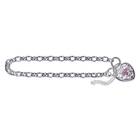 STERLING SILVER BELCHER PADLOCK BRACELET - PINK