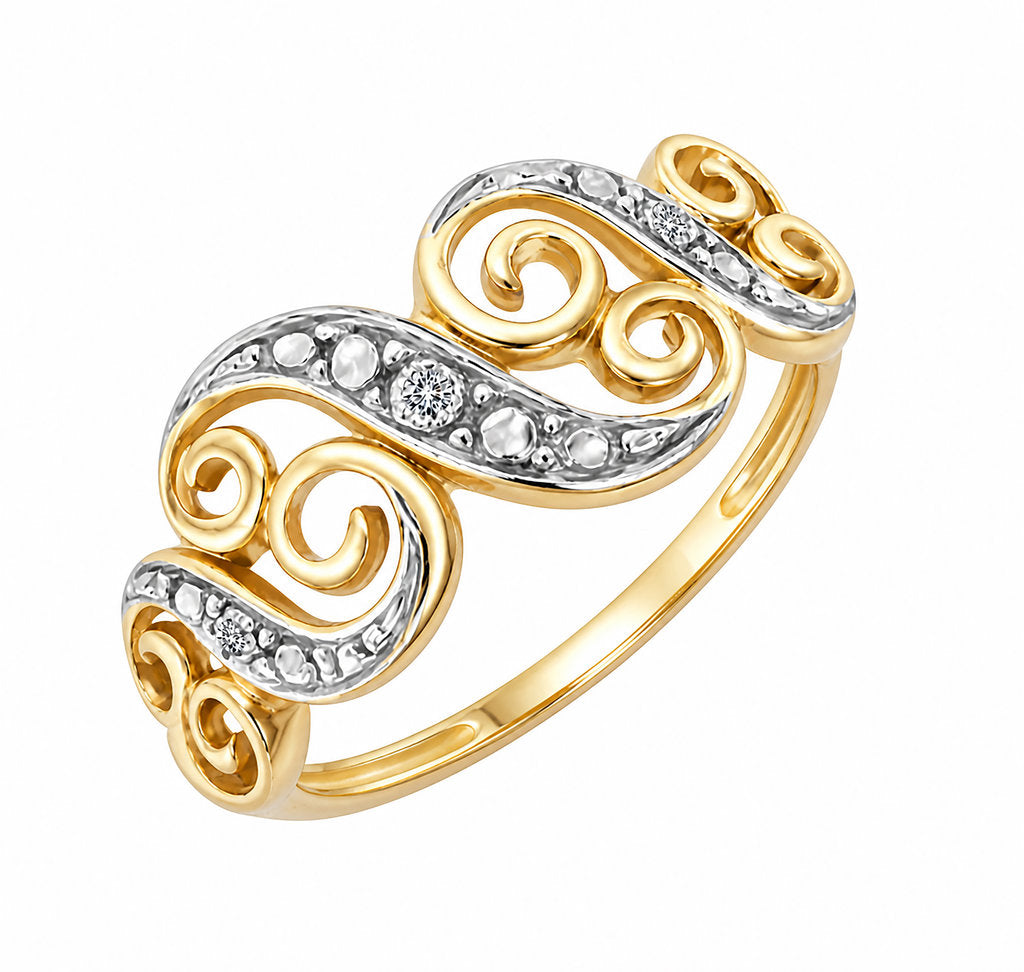 9CT GOLD DIAMOND FILIGREE RING