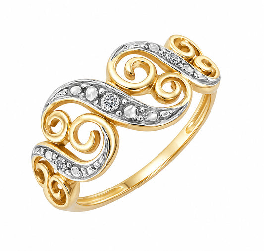 9CT GOLD DIAMOND FILIGREE RING