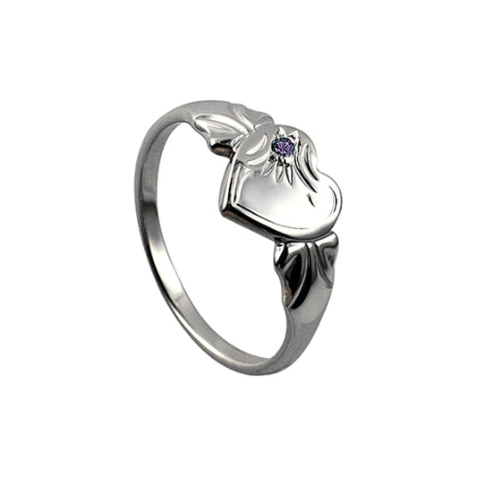 STERLING SILVER FEBRUARY SIGNET RING