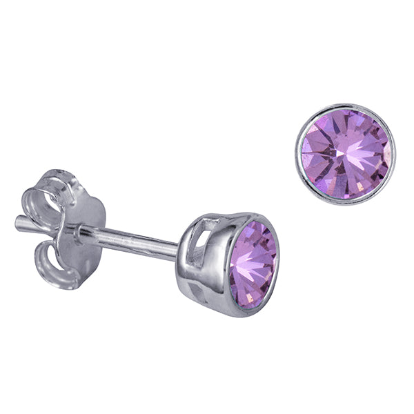 STERLING SILVER FEBRUARY BIRTHSTONE STUDS