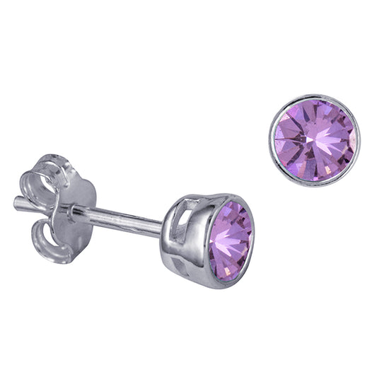 STERLING SILVER FEBRUARY BIRTHSTONE STUDS