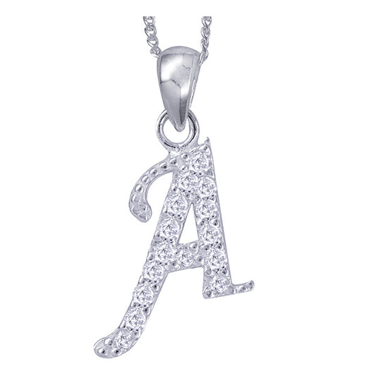 Sterling Silver Script Initial Necklace