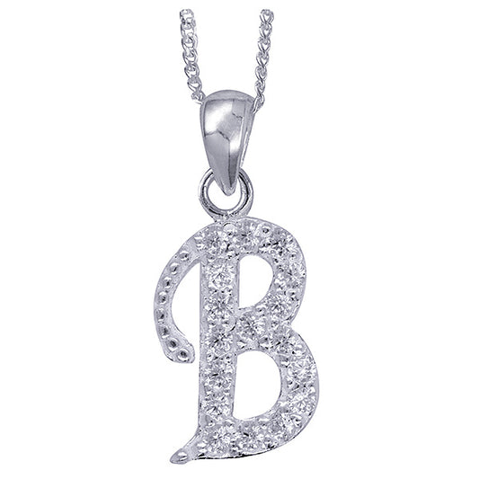 Sterling Silver Script Initial Necklace