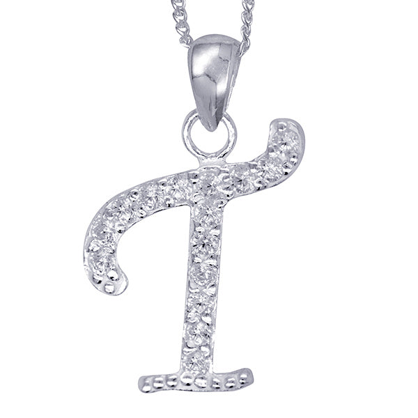 Sterling Silver Script Initial Necklace